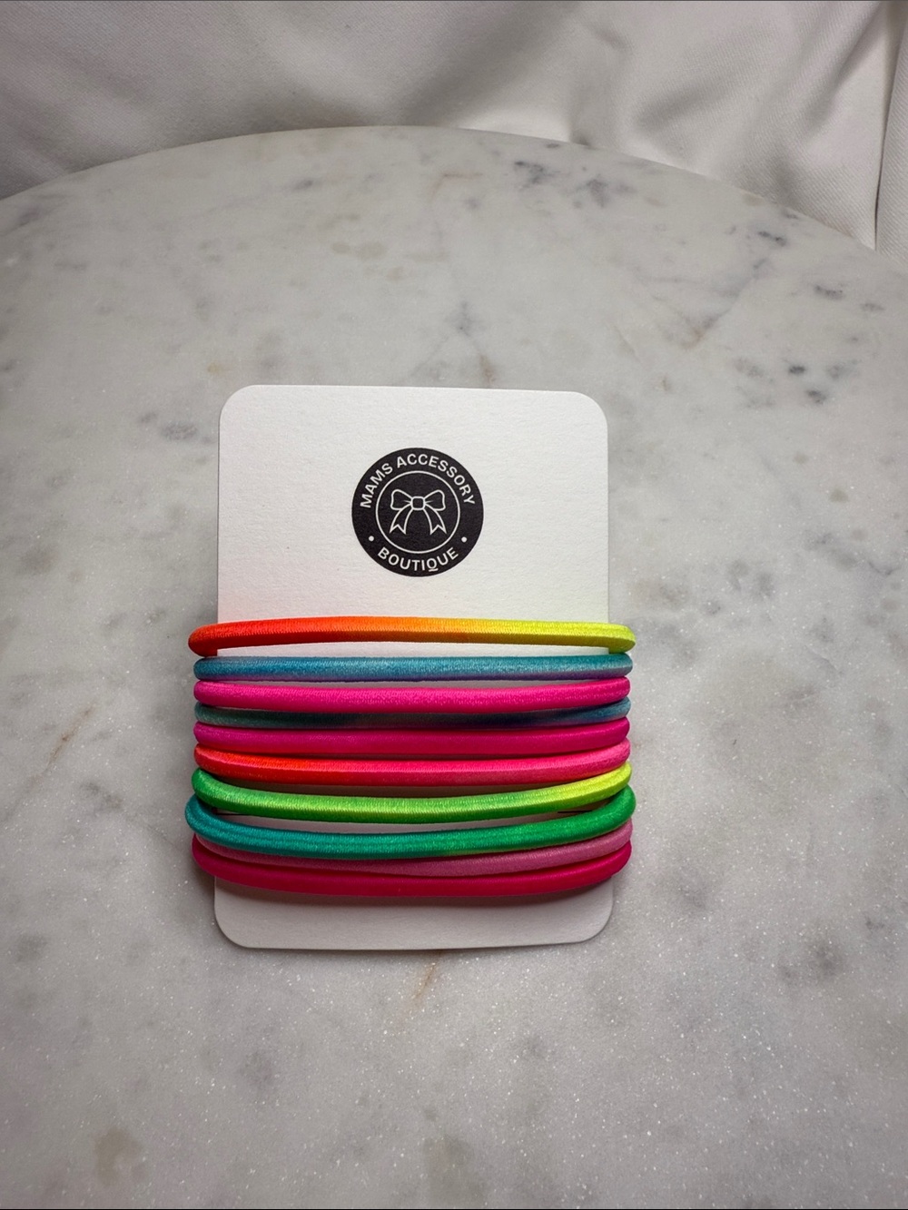 Rainbow Hair Elastics- Neon Mix - 2 sets with 10 per card
